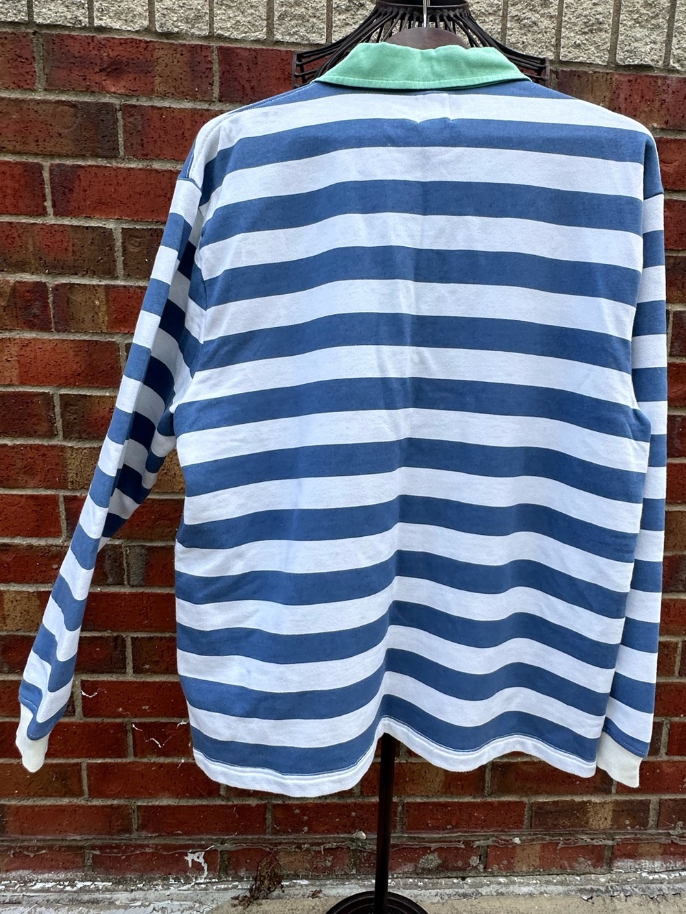 GAP Pullover 3/4 Button Rugby-Inspired Striped Sweatshirt Style Collar Classic - Picture 9 of 15